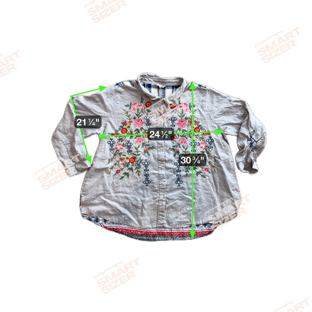 John Mark Womens Patchwork Floral Embroidered Poc… - image 2